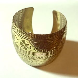 Unique Textured Golden Metal Cuff
